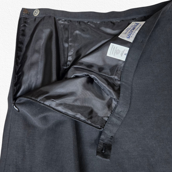 Y2K Pendleton Dark Gray Silk Linen Mid Rise Classic A-Line Midi Skirt Size 14 - Picture 7 of 8